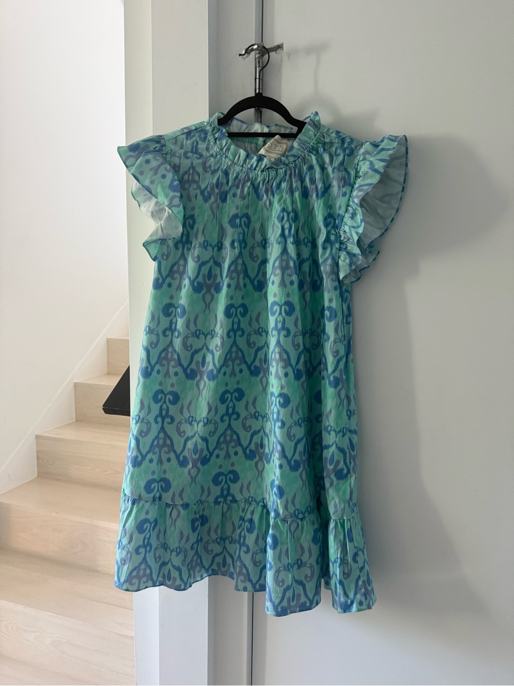 Sail to Sable Mint and Teal Ikat Mini Dress - Picture 2 of 5